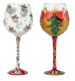 Lolita Bling Christmas 20oz Oversize Wine Glasses Set of 2