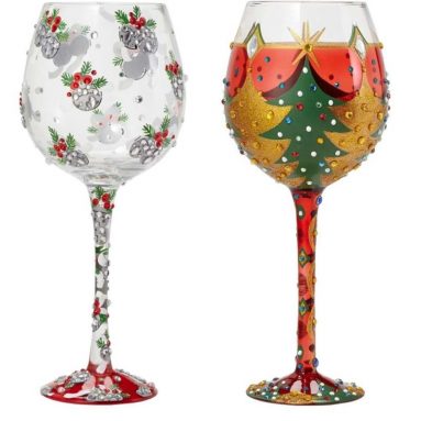 Lolita Bling Christmas 20oz Oversize Wine Glasses Set of 2