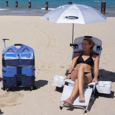 LoungePac Beach Chair with Umbrella and Optional Speakers