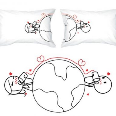 Love Has No Distance His and Hers Couple Pillowcases