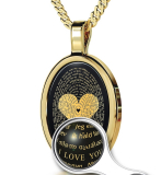 I Love You in 120 Languages in 24K Gold on Onyx Pendant