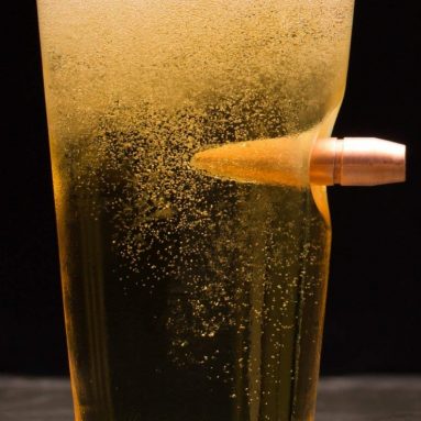 Lucky Shot .50 Cal Real Bullet Handmade Pint Glass
