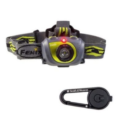 LED Headlamp-Green with Smith and Wesson LED Carabiner Clip Light