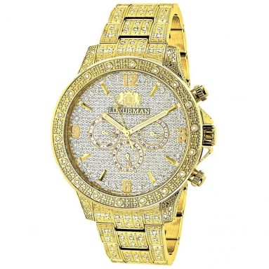 86% Discount: Luxurman Mens Diamond Watch Yellow Gold