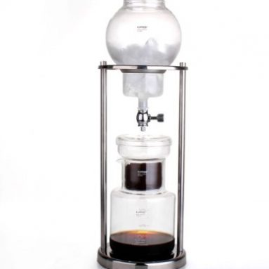 Luxury Iced Coffee Dripper Cold Brewer Maker Glass Stainless Steel Stand