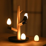Magnetic Bedside Table Lamp Wooden Magpie LED Light
