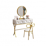 Makeup Table with Round Mirror and Makeup Organizers