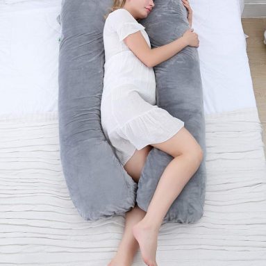 Meiz Full Pregnancy Pillow with Hypoallergenic Velvet Cover