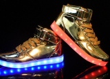 Men Light up Shoes Hot Mental Gold