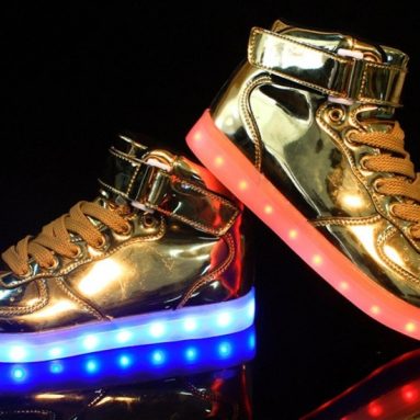 Men Light up Shoes Hot Mental Gold