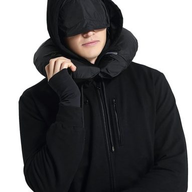 Men Travel Jacket Hoodie 10 Pockets Travel Pillow Eye Mask Face Mask Gloves