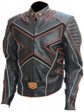 Men Wolverine Black and Orange Fashion Leather Jacket