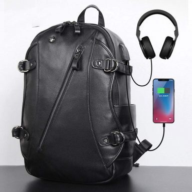 Men’s Leather Backpack USB/Nappa Leather Bag