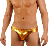 Mens Liquid Metallic Contour Pouch Bikini Swimsuit