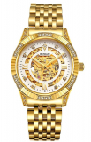 Men’s Luxury 18K Gold Tone Stainless Steel Skeleton Automatic Turbillon Watch