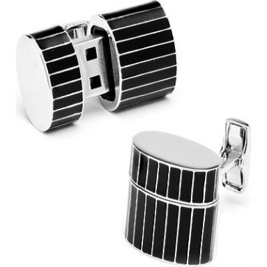 Men’s Pinstripe Oval USB Cufflinks