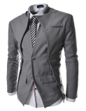 Mens Slim Fit Double Collar 2 Button Blazer Jacket