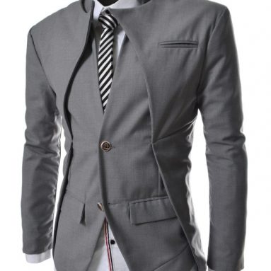 Mens Slim Fit Double Collar 2 Button Blazer Jacket
