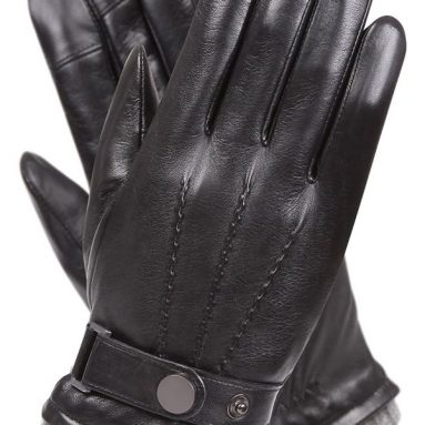 Men’s Texting Touchscreen Winter Warm Sheepskin Leather Daily Dress Driving Gloves Wool/Cashmere Blend Cuff