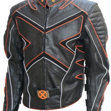 Men’s X:Men Wolverine Black & Orange Fashion Leather Jacket