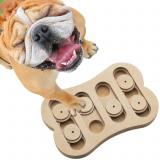 Mentally-stimulating wood puzzle for dog