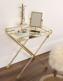 Metal Accent Table with Mirrored Tray Top