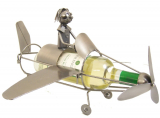 Metal Airplane Figurine and Wine Bottle Holder