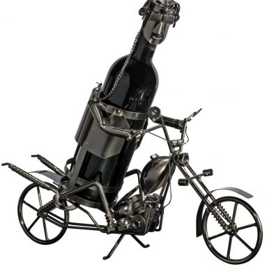Metal Biker Figurine and Wine Bottle Holder