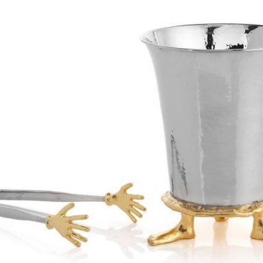 Michael Aram Footed Ice Bucket and Cold Hands Ice Tongs