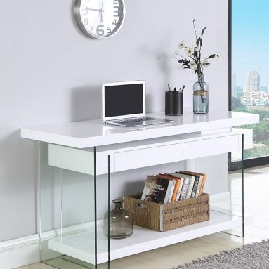 Milan Abbie White Motion Home Office Desk