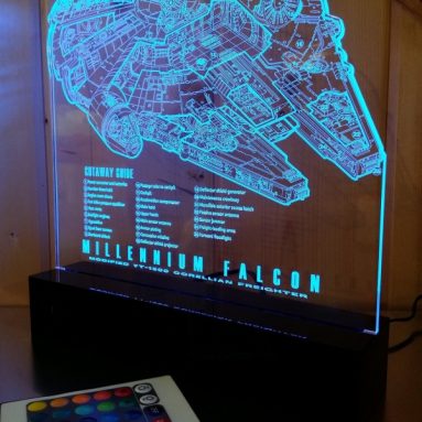 Millennium Falcon Laser Engraved 16 Color LED Light wRemote