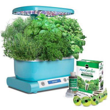 Miracle-Gro AeroGarden Harvest (LCD Control Panel) with Gourmet Herb Seed Pod Kit, Teal