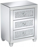 Mirrored Silver 3-Drawer Side Table