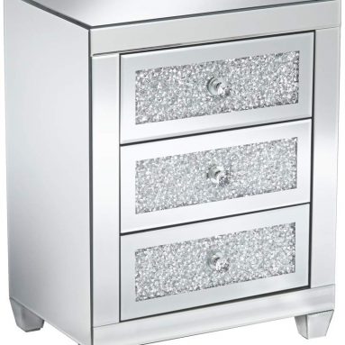 Mirrored Silver 3-Drawer Side Table