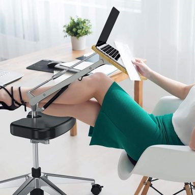Mobile Laptop Desk/Cart/Stand with Adjustable Tabletop and Footrest Computer Table