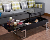 Modern Lift Top Coffee Table with Storage, Black & Chrome