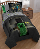 Mojang Minecraft Spawn Gray Twin/Full Reversible Comforter