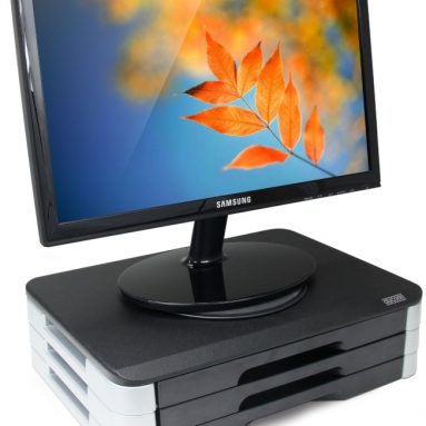 Monitor/Printer Swivel Stand with Wood Top and Adjustable Height