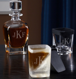 Monogram Decanter and Whiskey Wedge Glass Set