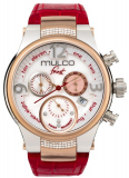 Mulco Frost Red Leather Band Women Watch with Swarovski Crystals