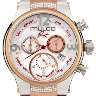Mulco Frost Red Leather Band Women Watch with Swarovski Crystals