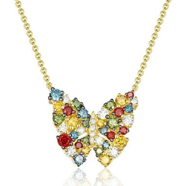 Multi Color Diamond Designer Butterfly Necklace