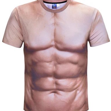 Muscle Printed Short Sleeve Shirts O-Neck Tees
