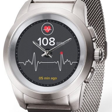 MyKronoz ZeTime Elite Hybrid Smartwatch with mechanical hands over a color touch screen