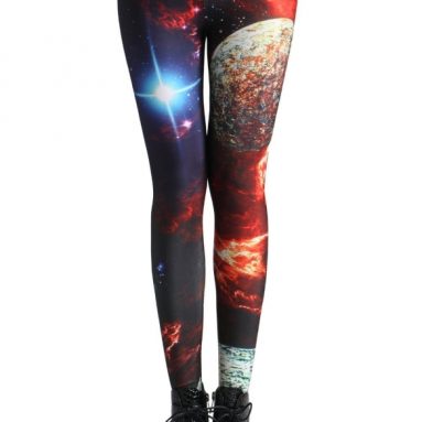 Mysterious Universe Comet Print Galaxy Polyester Leggings