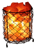 Natural Himalayan Salt Wire Mesh Basket Lamp