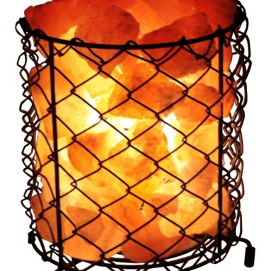 Natural Himalayan Salt Wire Mesh Basket Lamp