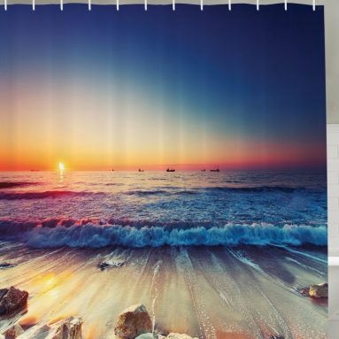 Nautical Decor Ocean Sunset Shower Curtain Set