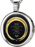 Necklace Inspirational Zen Circle Pendant Inscribed in 24k Gold on Round Onyx