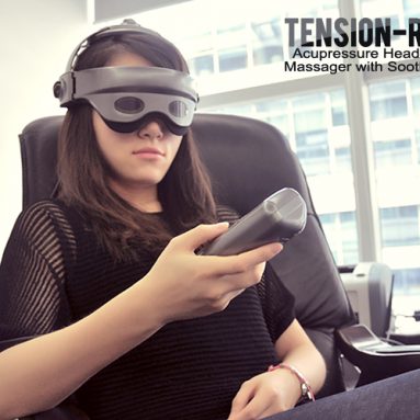 Tension-Relief Acupressure Head and Eye Massager with Soothing Music